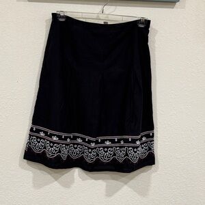 Chic Black A-Line Skirt with White Detailing
